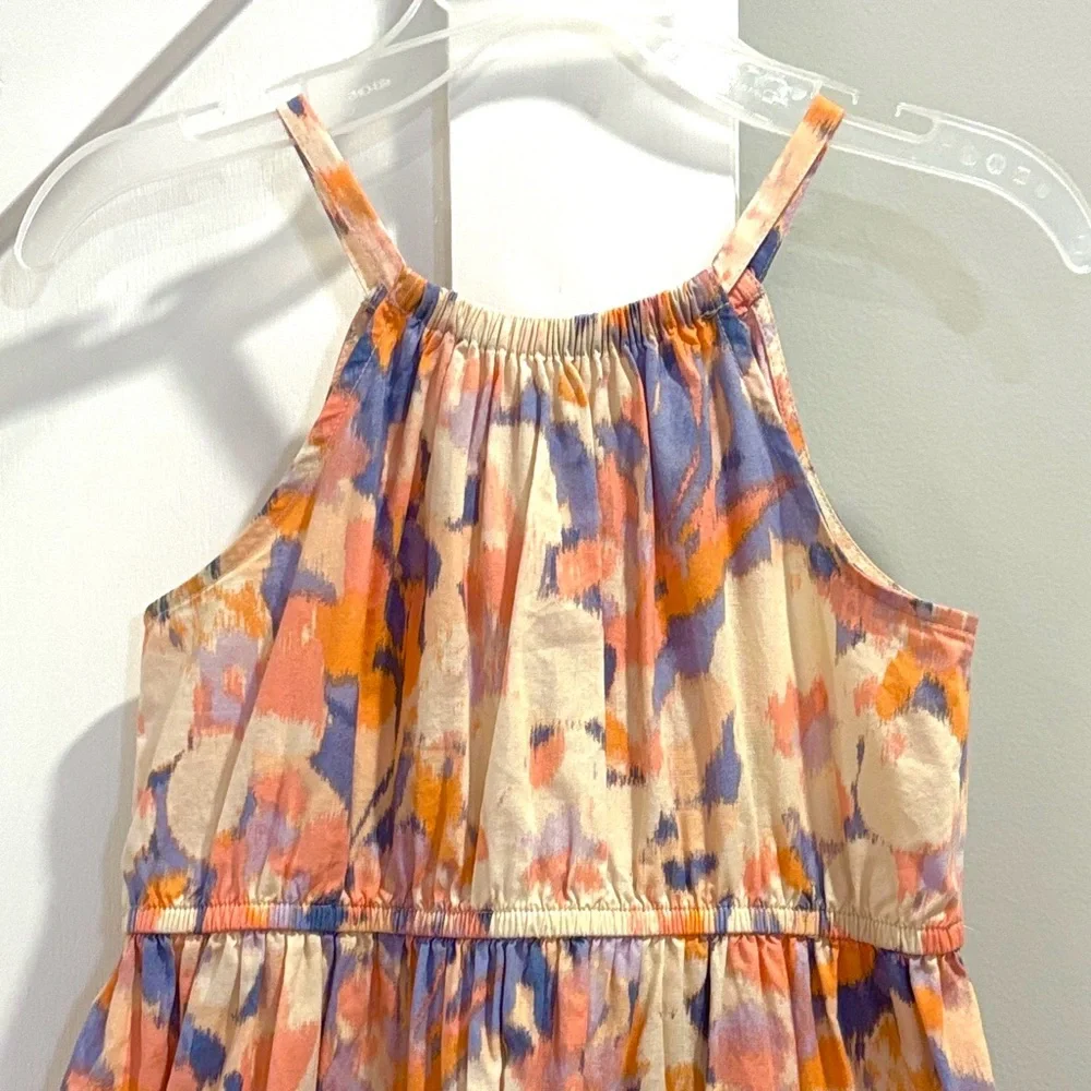 NWOT Gap Kids Floral Tiered High Neck Eyelet Flowy Ruffle Halter Sun Midi Dress